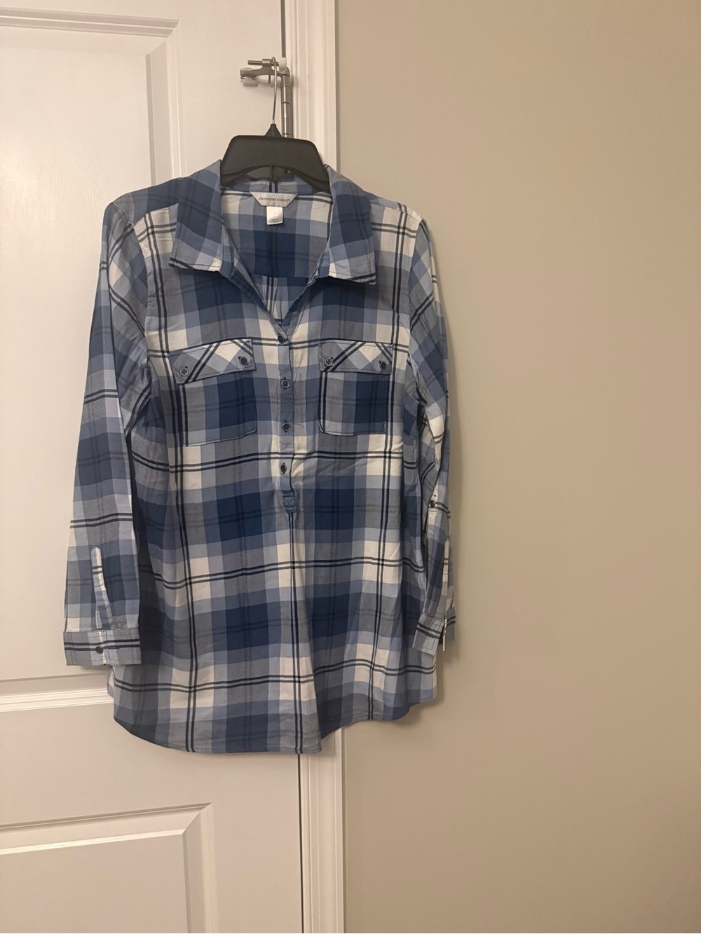 Christopher & Banks Blue and White Plaid Button-Down Shirt